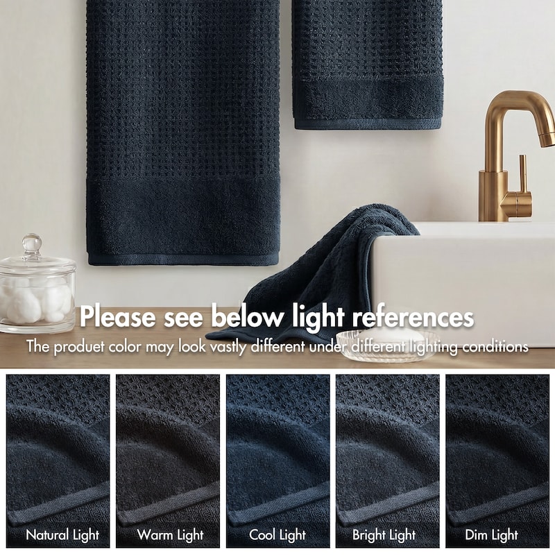 Madison Park Spa Waffle Cotton Waffle Jacquard Antimicrobial Bath Towel 6 Piece Set
