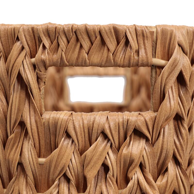 Maple Contemporary Farmhouse Resin 4.5-Gallon Tapered Oval Wicker Watebasket with Handles (Set of 2)