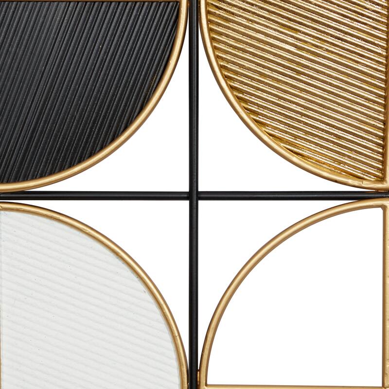 Metal Geometric Half Moon Wall Decor with Gold Detailing - Black - CosmoLiving by Cosmopolitan