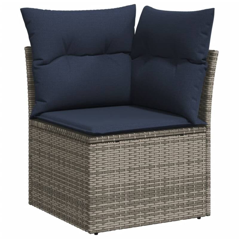vidaXL Patio Sofa Set with Cushions Outdoor Conversation Furniture Poly Rattan - 24.4 x 24.4 x 27.2