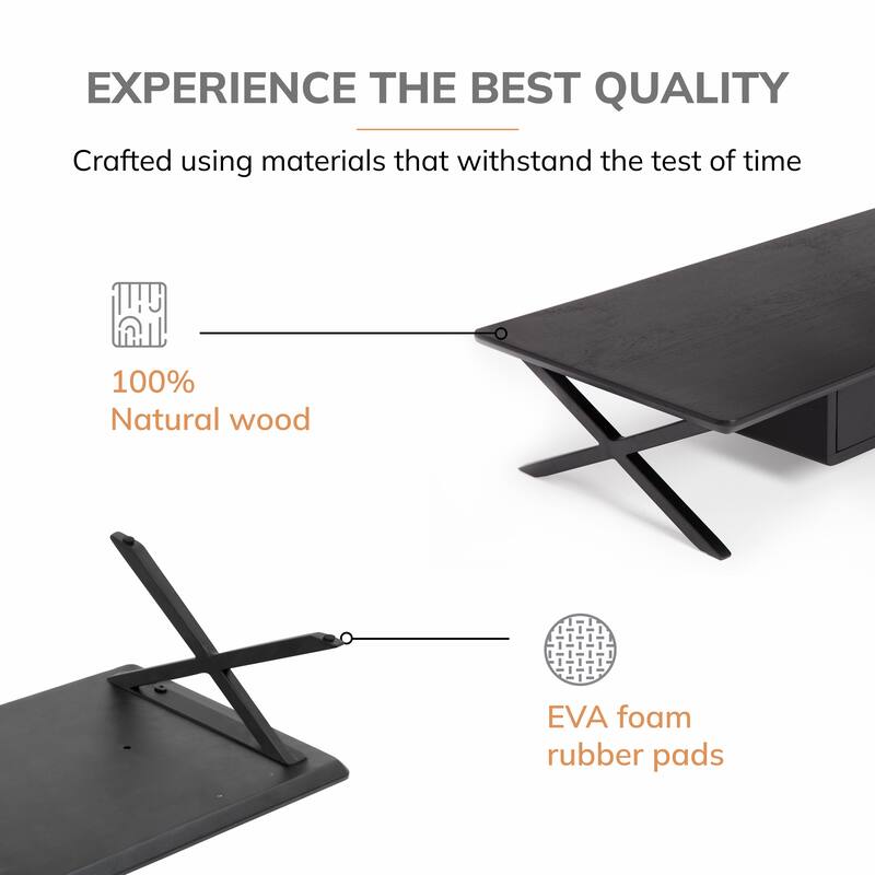 Jani Wood Monitor Stand Riser Desk - Ergonomic Design Stand, Desktop Organizer Table for Home, Office Workspace, Gaming Desk