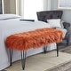 preview thumbnail 12 of 44, Silver Orchid Sterling Shaggy Fauxfur Ottoman Bench 46" x 16" x 25" - Rust