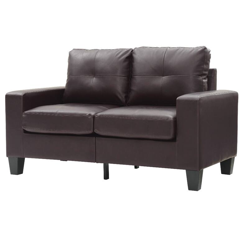 Flared Arm Faux Leather Tufted Straight Sofa - 58" - Dark Brown