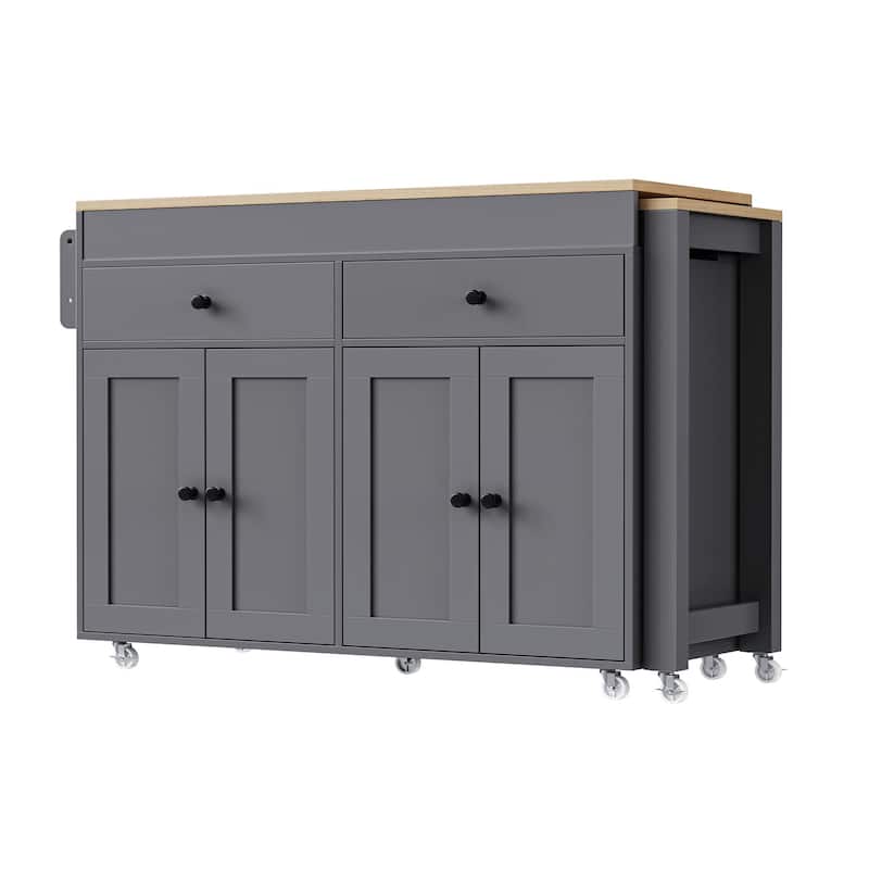 Kitchen Island with Spice Rack and 2 Drawers