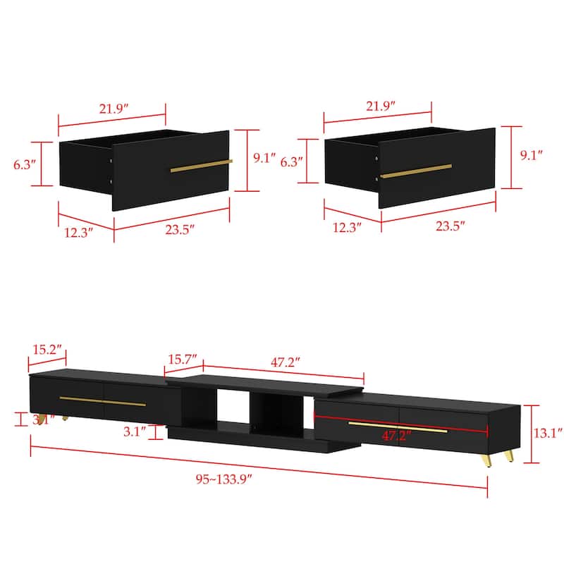 Entertainment TV Stand up to 50-85 inch TV Extendable TV Stand Drawer