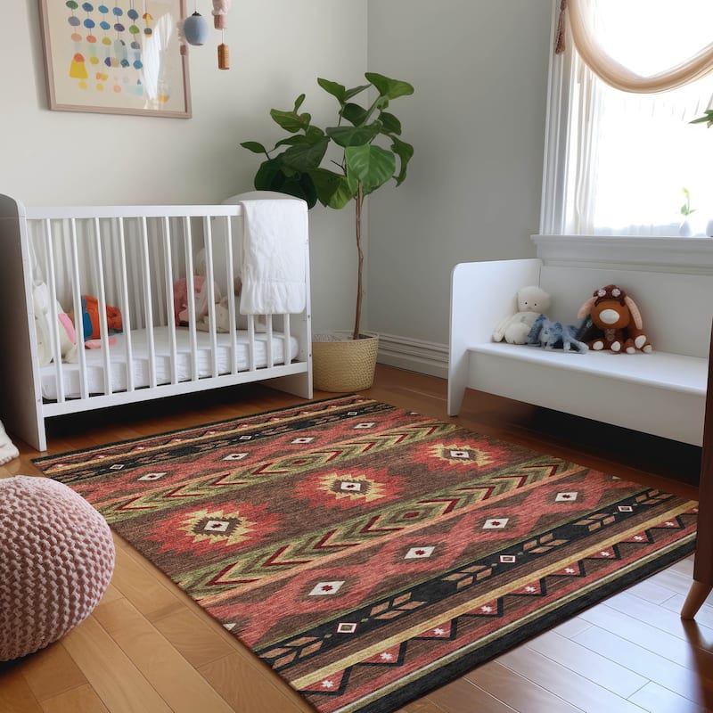 Premium Washable Super Soft Boho Tribal Mayfield Rug - Brown - 2' 6" x 3' 10" - Rectangle