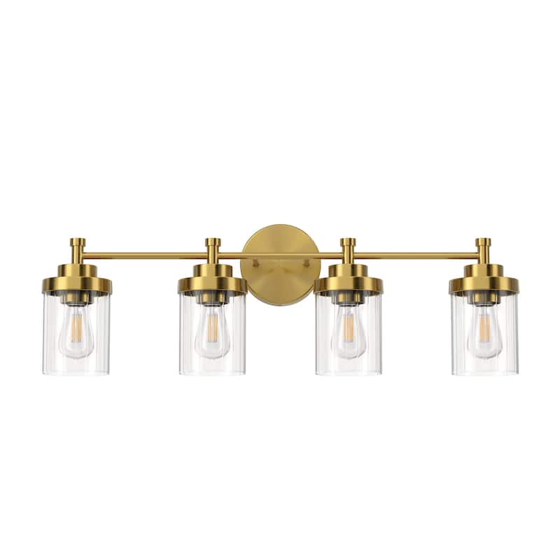 Modern Dimmable Vanity Light with Clear Ribbed Glass Shades E26 Sockets