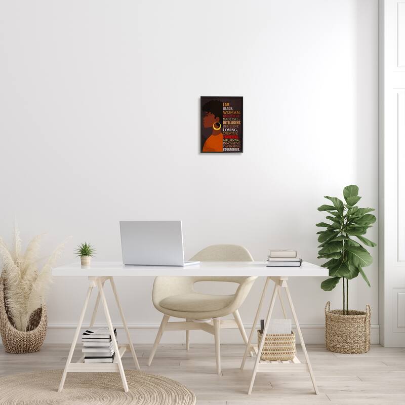 Stupell African American Woman I Am Inspirational Phrases Framed Wall Art - Brown