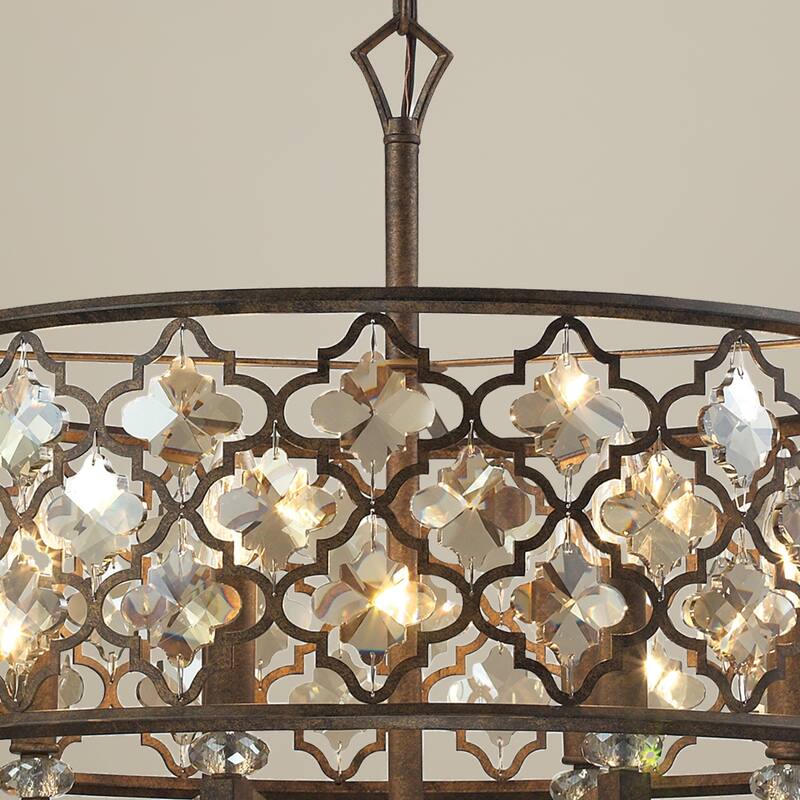 Elk Home Armand Weathered Bronze With Bronze Shade 6 Light Chandelier