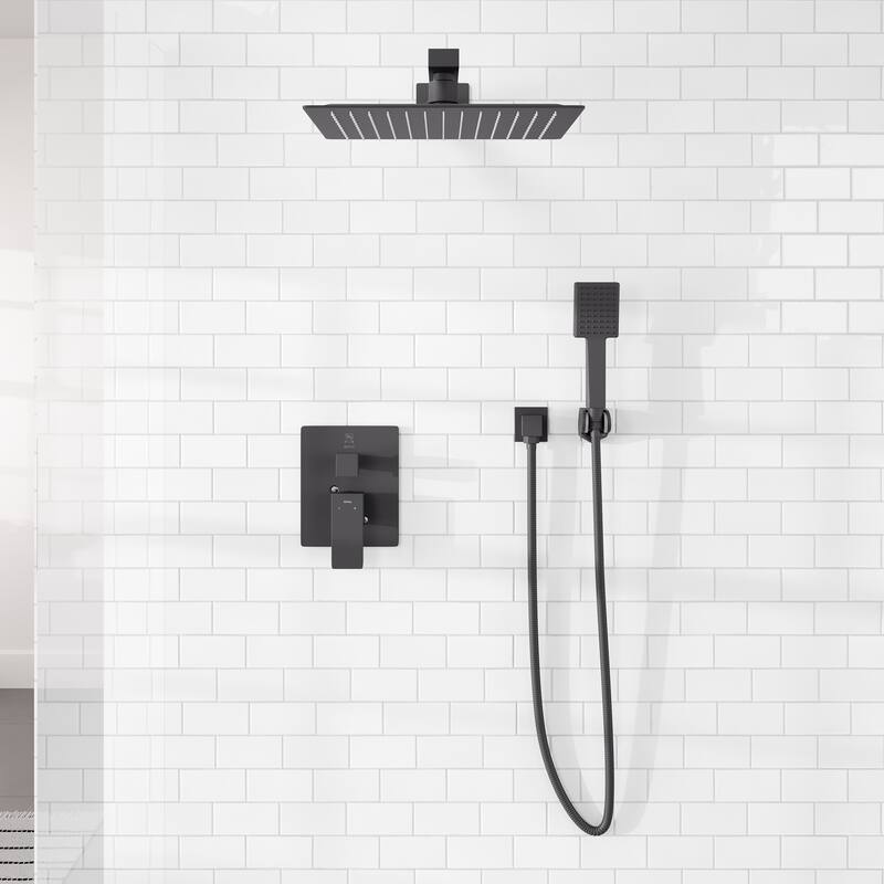 Eviva Edge Shower System with Slide Bar Hand-Shower and Thermostatic Valve - Matte Black