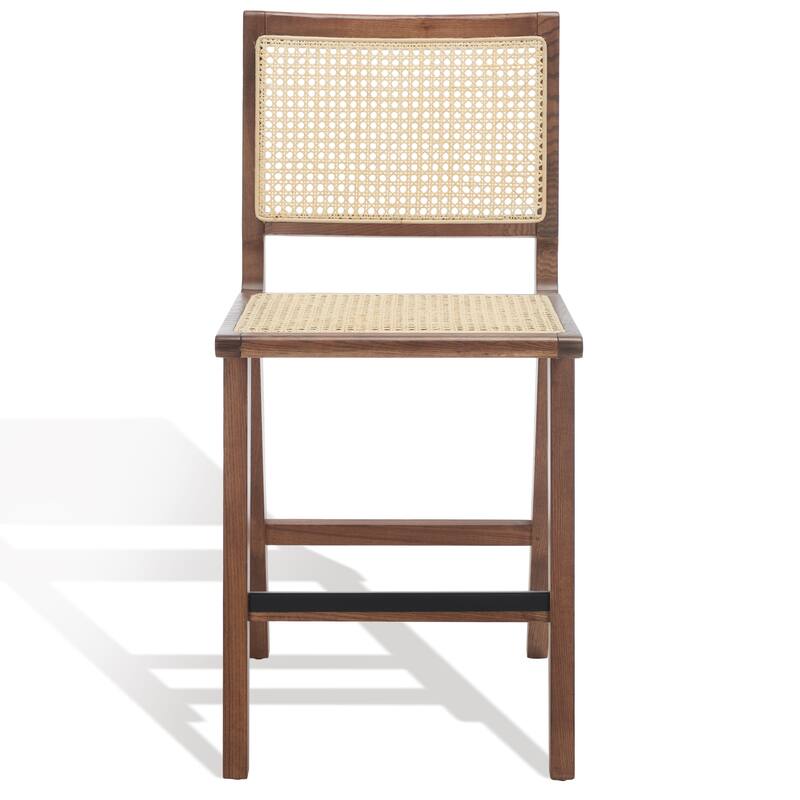 SAFAVIEH Couture Melike French Cane 23-inch Counter Stool - 18 In. W x 23 In. D x 39 In. H - 18Wx23Dx39H - Walnut/Natural
