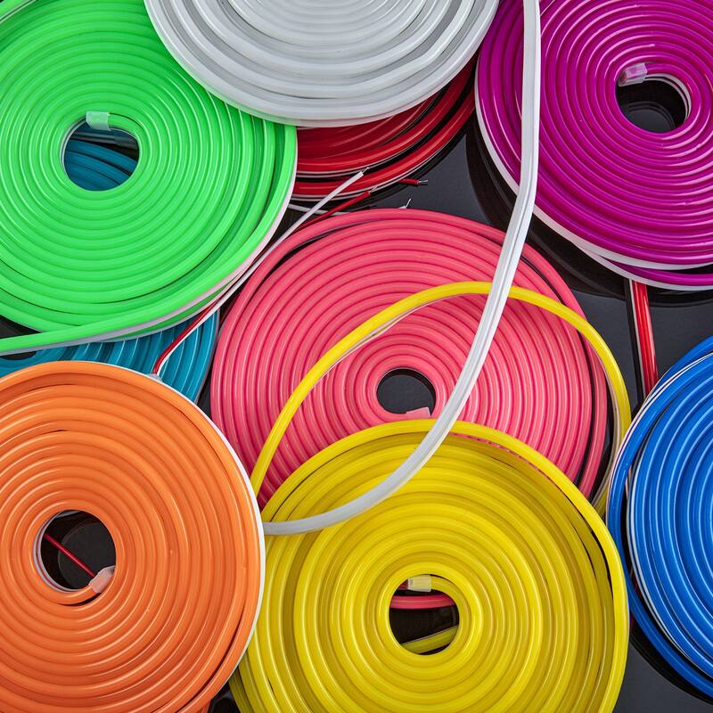 Blue 12V Mini LED Neon Strip Light Flexible Silicone Rope 16.4ft Dimmable Accent Lighting - 0.2 Inches x 0.51 Inches