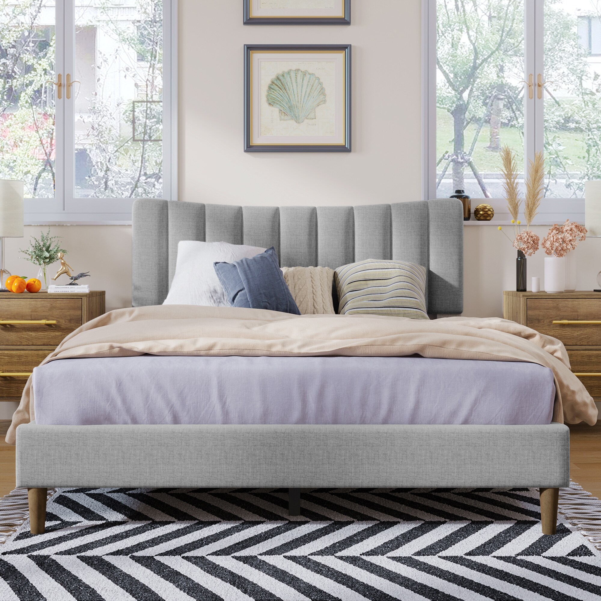 Vertical panel clearance bed frame