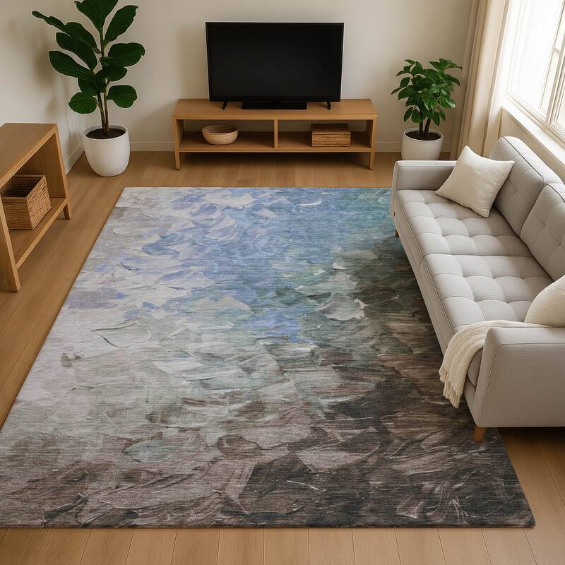 Premium Washable Super Soft Modern Current Mayfield Rug - Denim - 5' x 7'6"
