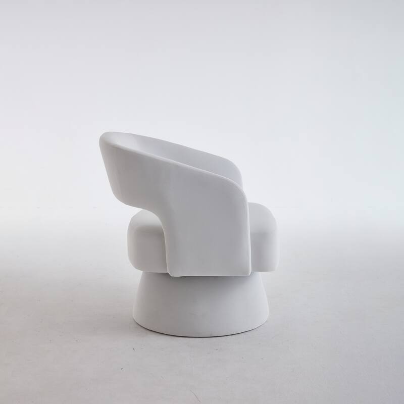Velvet Swivel Barrel Chair, Accent Chair Armchair with Rotation Club Chair & Curved Ergonomic Back
