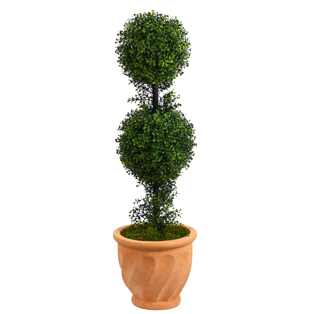 40 Inch Artificial Topiary Tree with Planter - Indoor Outdoor Decorative Ball Tree - Green - 61 Inches and Over