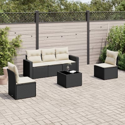 vidaXL Garden Sofa Set PE rattan Large Adjustable Feet
