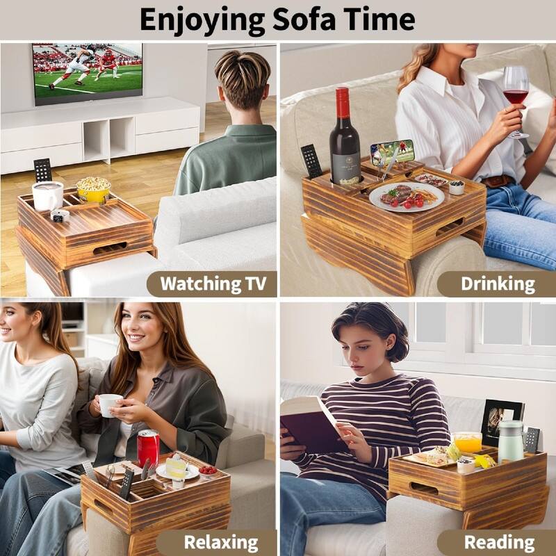 Couch Cup Holder Tray - 13.9"L x 9.8"W x 3"H