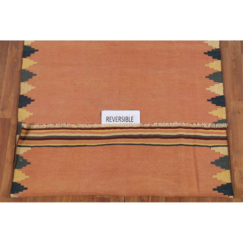 Kilim Qashqai Nomadic Persian Vintage Rug Hand-Woven Wool Carpet - 5'3"x 7'11"