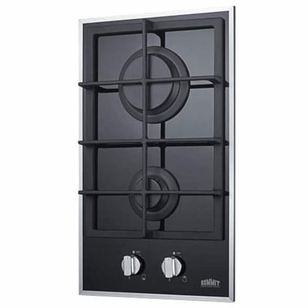 Summit 2-Burner Gas-On-Glass Cooktop W/Sealed Burners u0026 Cast Iron -  Stainless Steel / Black - Bed Bath u0026 Beyond - 18833187