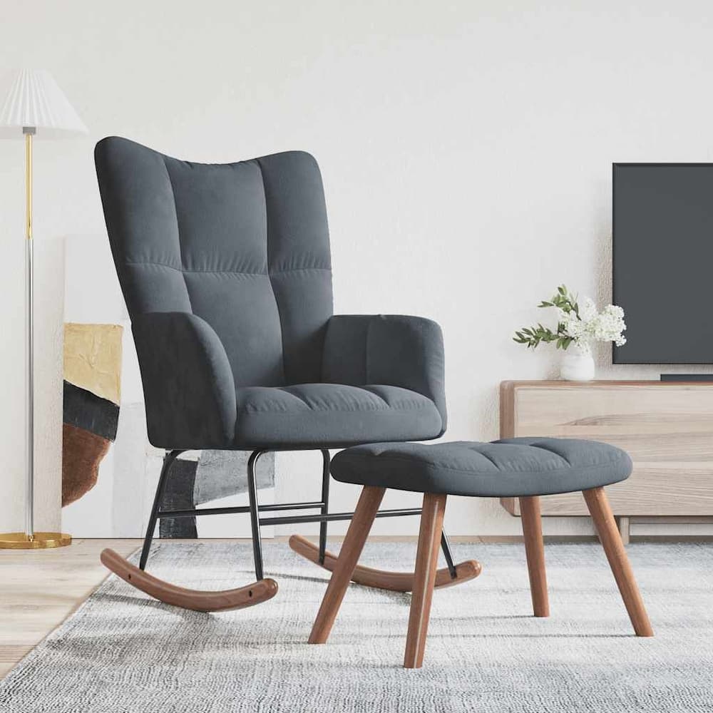 vidaXL Rocking Chair Accent Side Chair Padded Seat for Living Room Velvet