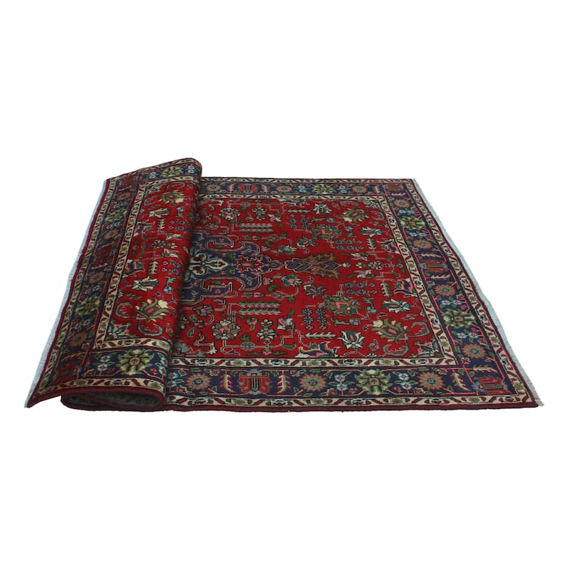 Semi Antique Morena Red/Ink Blue Rug - 4'8" x 6'6"