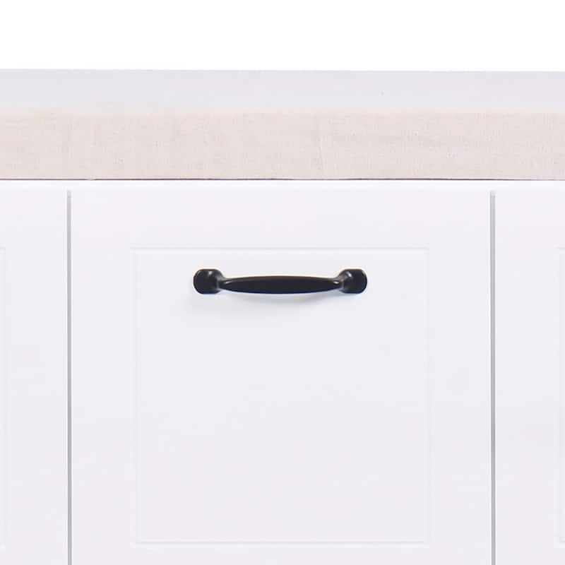 Minimalist Wooden Storage Bench with Seat Cushion, White