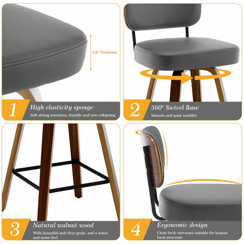26"/29" Swivel Bar Stools/ Counter Stools with Bentwood Legs