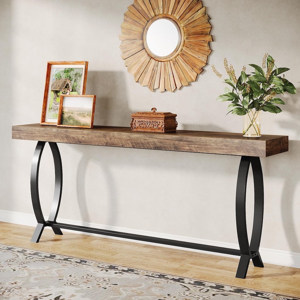 Farmhouse Entryway Table, 78.87 Inches Narrow Console Foyer Table
