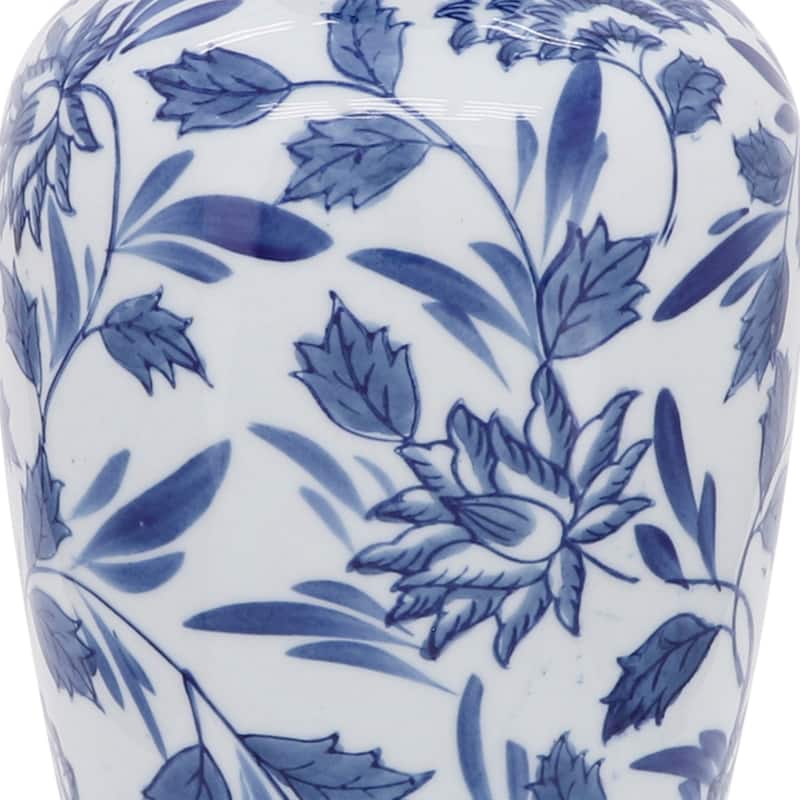 Sagebrook Home 13" Ceramic Vase Contemporary Blue and White Chinoiserie Design Floral Vase