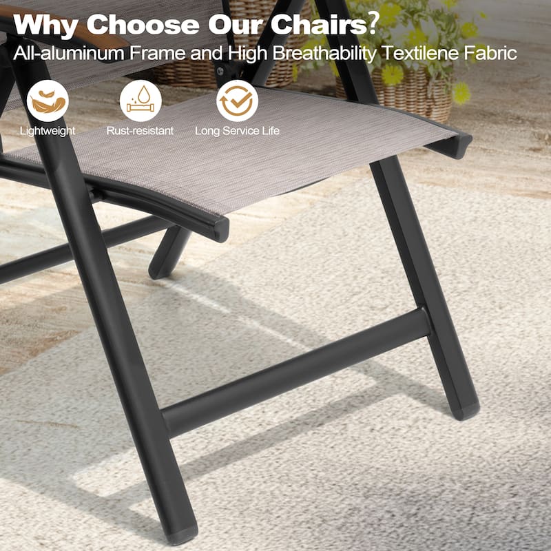 13/15-Piece Outdoor Patio All-Weather X-Shaped Aluminum Dining Set Table with Folding Chairs