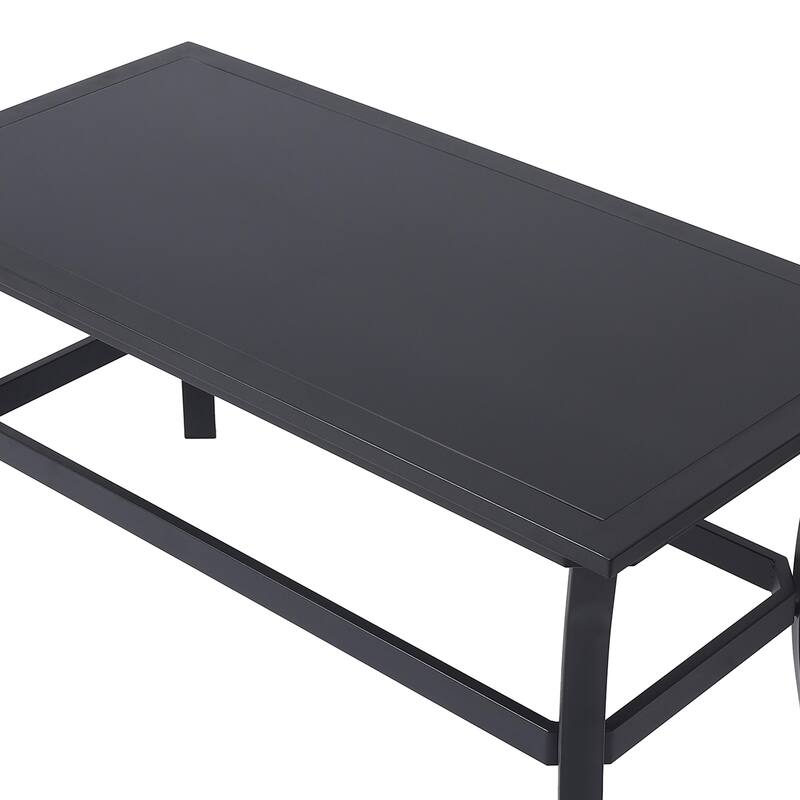 Outdoor Patio Metal 41" W Coffee Table with Glass Top