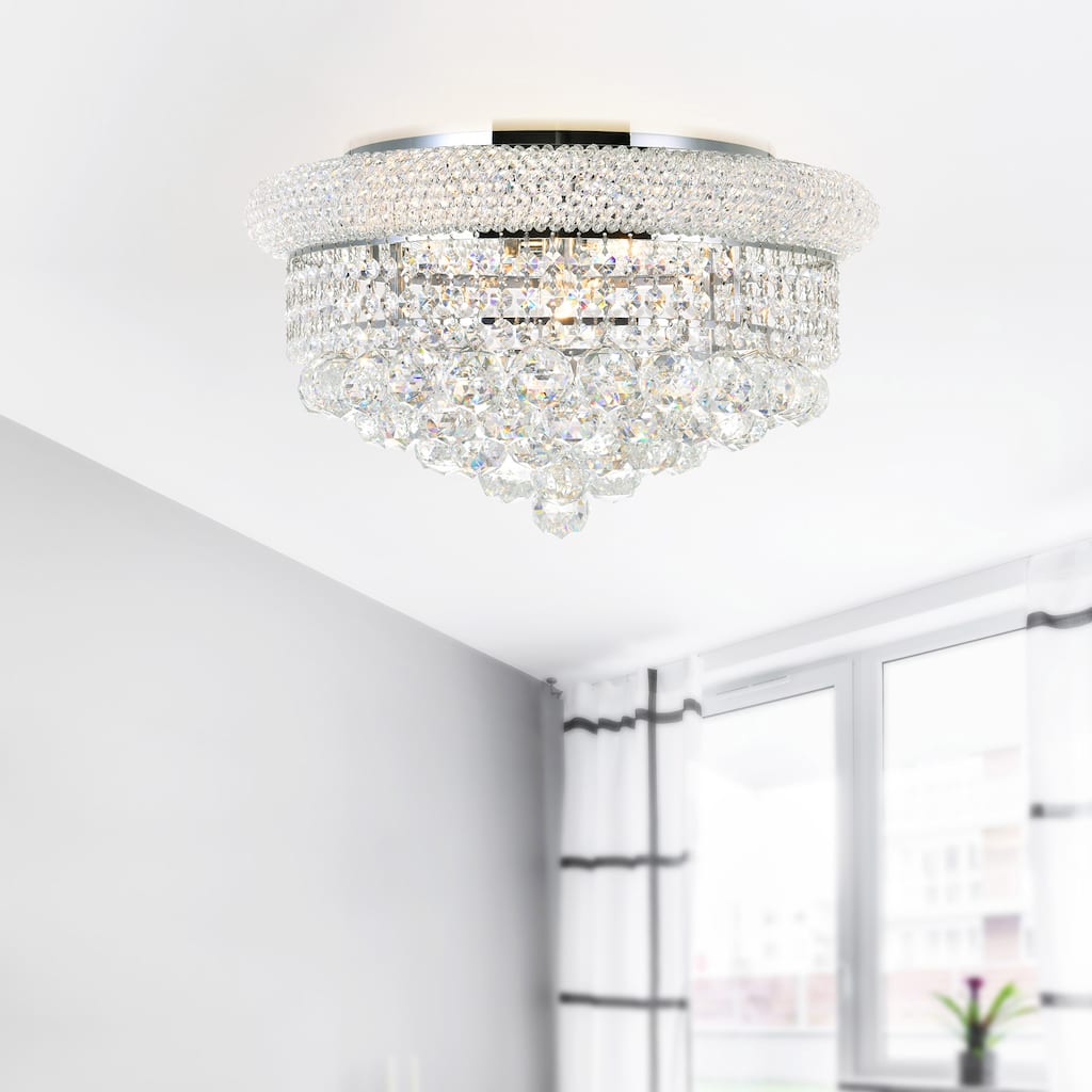 CWI Lighting Empire 8 Light 20in Chrome Flush Mount with Crystals