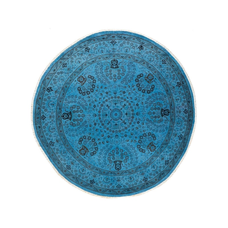 Fine Vibrance, One-of-a-Kind Hand-Knotted Area Rug - Blue, 6' 0" x 6' 1" - 6' 0" x 6' 1"