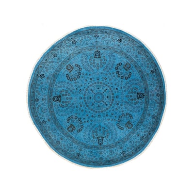 Fine Vibrance, One-of-a-Kind Hand-Knotted Area Rug - Blue, 6' 0" x 6' 1" - 6' 0" x 6' 1"