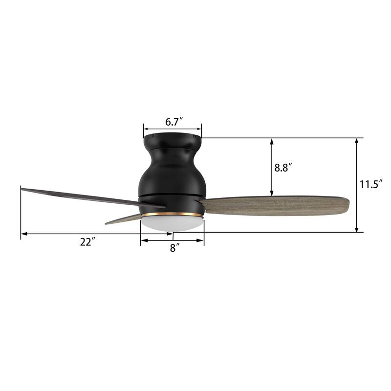 CARRO Reed 44" 3-Blade Indoor Ceiling Fan with LED light and Remote. - N/A