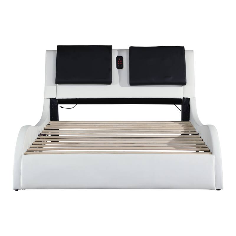 Faux Leather Upholstered Platform Bed Frame, King Size