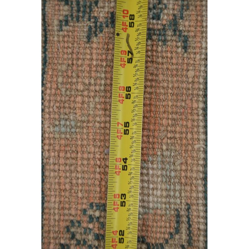 Hand Knotted Oriental 100% Wool Carpet Transitional Geometric Green Oushak Area Rug - 2' 10'' X 2' 1''