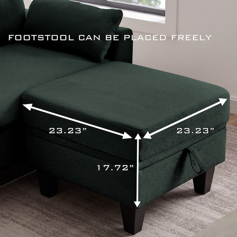 Modular Sectional Sofa Couch L Shaped With Chaise Storage Ottoman and Side Bags For Living Room