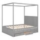 preview thumbnail 18 of 34, Elegant Design Canopy Platform Bed featuring a Twin Size Trundle and Three Storage Drawers,Queen Size