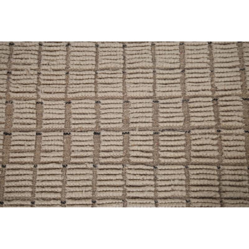 Earth Tone Moroccan Modern Area Rug Handmade Wool Carpet - 7'0"x 10'7"