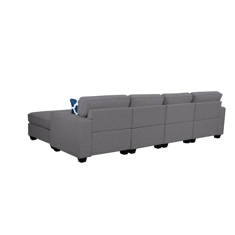 130'' Reversible Modular Sectional Sofa Couche With Ottoman