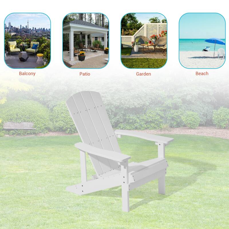 BONOSUKI Patio Adirondack Chair w/Cupholder,Weather Resistant-Set of 4