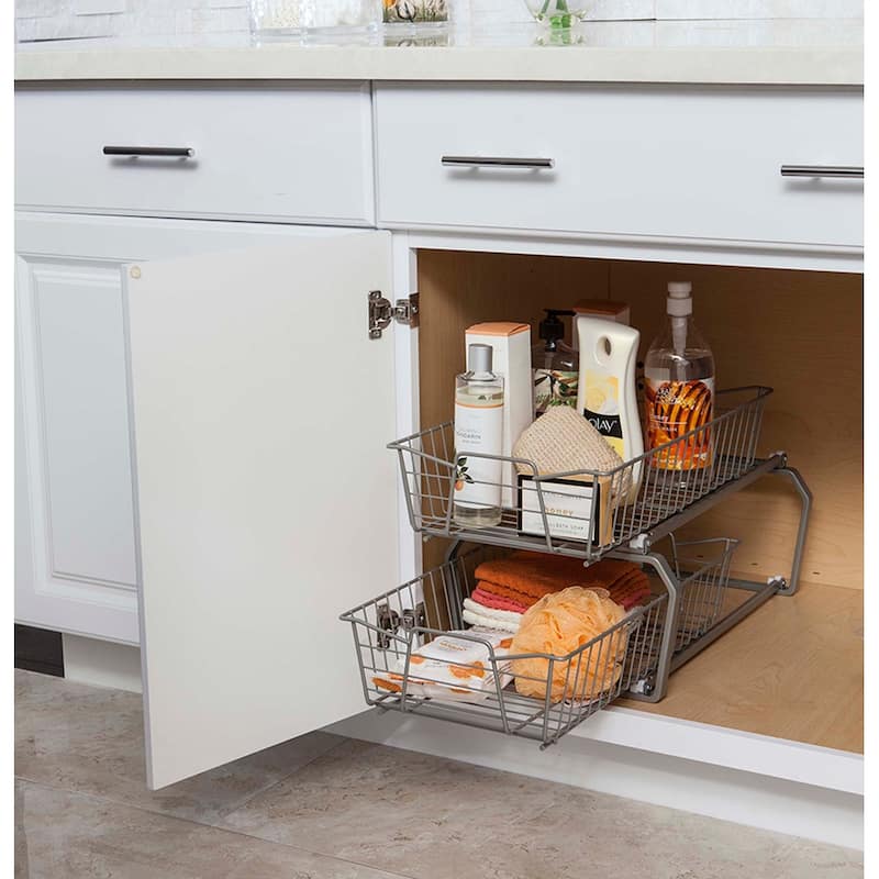 ClosetMaid Two Tier Nickel Pull Out Cabinet Organizer