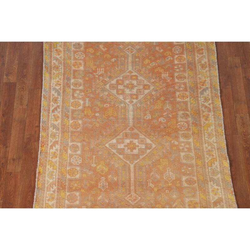 Tribal Geometric Shiraz Persian Vintage Area Rug Handmade Wool Carpet - 3'10"x 6'0"