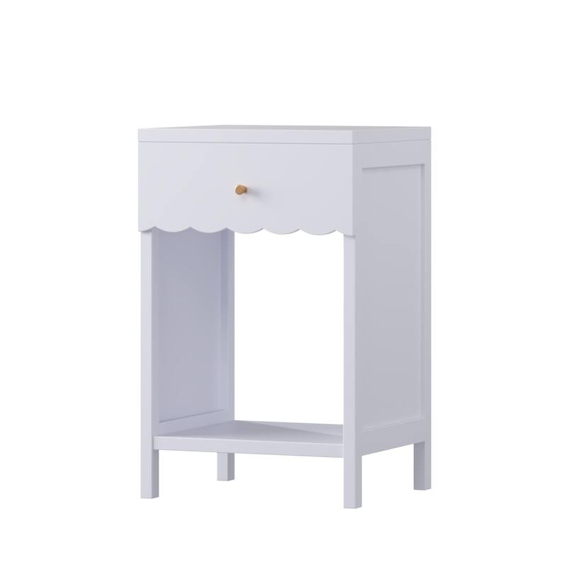 Modern Nightstand with Drawer and Open Shelf