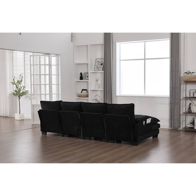 GDFStudio - U Shaped 110" Chenille Modular Cloud Sectional Couches