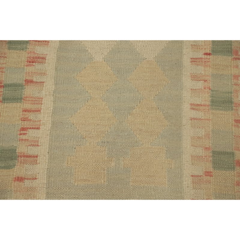 Hand Woven Oriental 100% Wool Carpet Southwestern Tribal Greys & Charcoal Kilim Runner Rug - 6' 2'' X 2' 0''