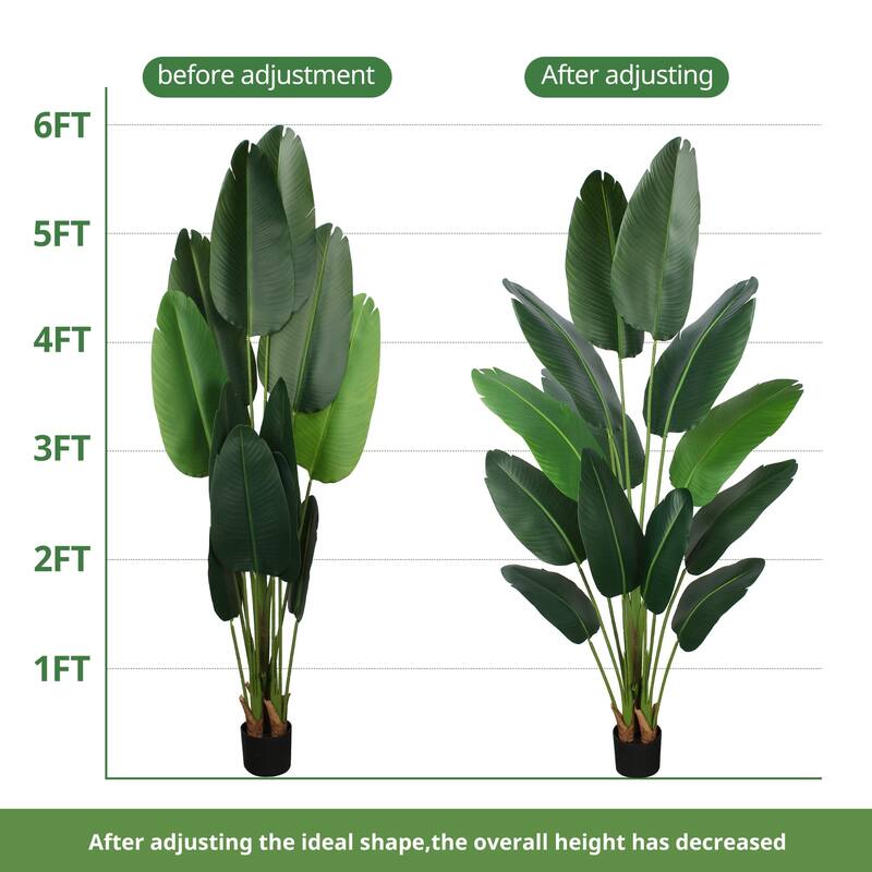 Artificial Bird of Paradise Plant 6 Ft Tall Fake Banana Leaf Plant for
