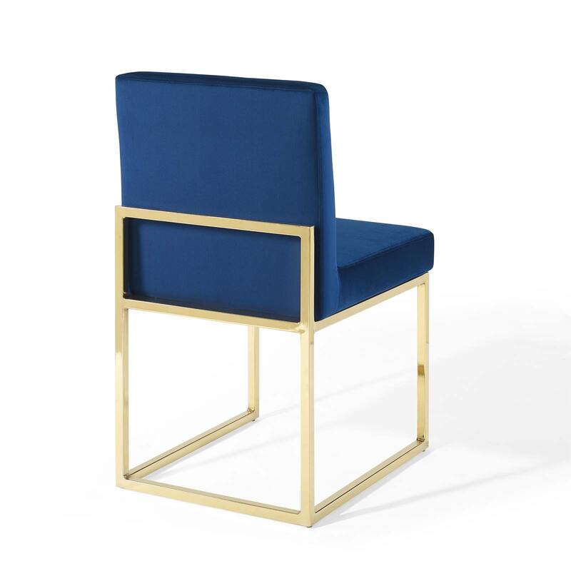 Silver Orchid Haussermann Channel Tufted Sled Base Velvet Dining Chair